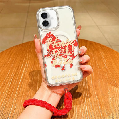 Horse Year Acrylic Magnetic Full Coverage Phone Case with Lanyard, For iPhone 17 Pro Max, For iPhone 17 Pro, For iPhone 17, For iPhone Air