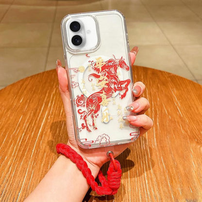 Horse Year Acrylic Magnetic Full Coverage Phone Case with Lanyard, For iPhone 17 Pro Max, For iPhone 17 Pro, For iPhone 17, For iPhone Air