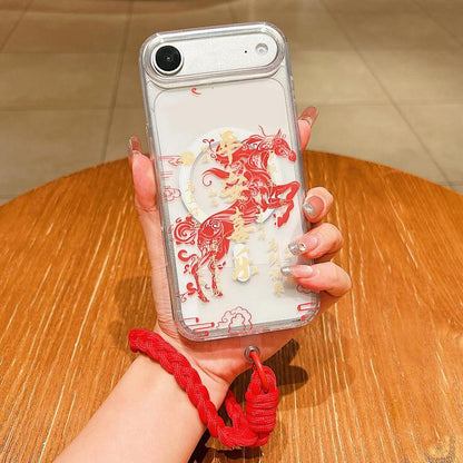 Horse Year Acrylic Magnetic Full Coverage Phone Case with Lanyard, For iPhone 17 Pro Max, For iPhone 17 Pro, For iPhone 17, For iPhone Air