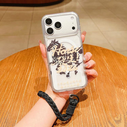 Horse Year Acrylic Magnetic Full Coverage Phone Case with Lanyard, For iPhone 16 Pro Max, For iPhone 16 Pro, For iPhone 16 Plus, For iPhone 16