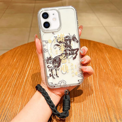 Horse Year Acrylic Magnetic Full Coverage Phone Case with Lanyard, For iPhone 13 Pro Max, For iPhone 13 Pro, For iPhone 13, For iPhone 12