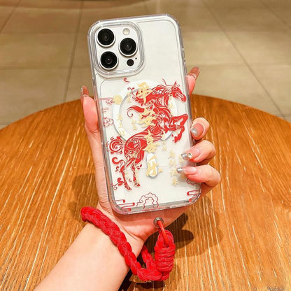 Horse Year Acrylic Magnetic Full Coverage Phone Case with Lanyard, For iPhone 12 Pro Max, For iPhone 12 Pro