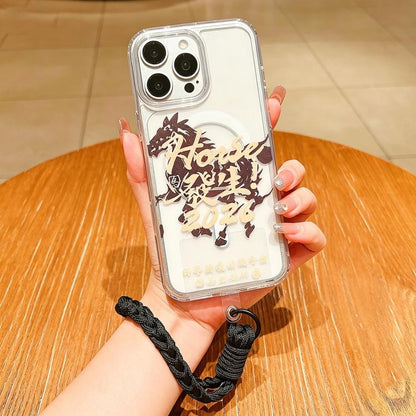 Horse Year Acrylic Magnetic Full Coverage Phone Case with Lanyard, For iPhone 12 Pro Max, For iPhone 12 Pro