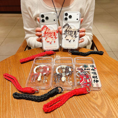 Horse Year Acrylic Magnetic Full Coverage Phone Case with Lanyard, For iPhone 16 Pro Max, For iPhone 16 Pro, For iPhone 16 Plus, For iPhone 16
