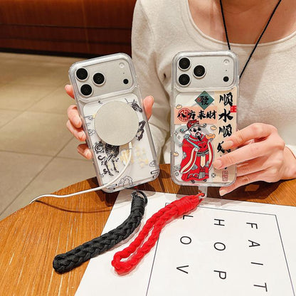 Horse Year Acrylic Magnetic Full Coverage Phone Case with Lanyard, For iPhone 14 Plus, For iPhone 14, For iPhone 14 Pro, For iPhone 14 Pro Max