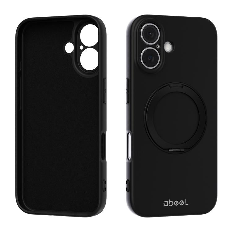 ABEEL Skin-friendly Feel Magnetic Liquid Silicone Phone Case with Holder, For iPhone 16 Pro, For iPhone 16
