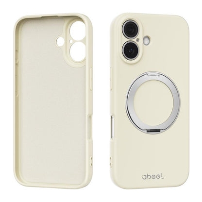 ABEEL Skin-friendly Feel Magnetic Liquid Silicone Phone Case with Holder, For iPhone 16 Pro, For iPhone 16
