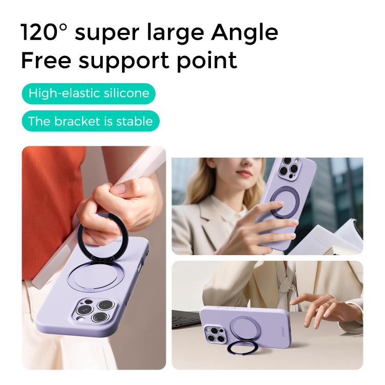 ABEEL Skin-friendly Feel Magnetic Liquid Silicone Phone Case with Holder, For iPhone 16 Pro, For iPhone 16