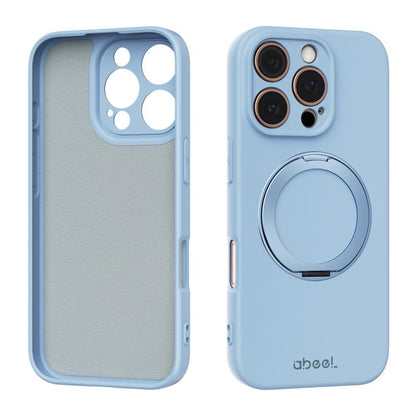 ABEEL Skin-friendly Feel Magnetic Liquid Silicone Phone Case with Holder, For iPhone 16 Pro, For iPhone 16