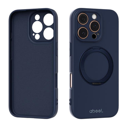 ABEEL Skin-friendly Feel Magnetic Liquid Silicone Phone Case with Holder, For iPhone 17 Pro Max, For iPhone 17 Pro, For iPhone 17, For iPhone 16 Pro Max