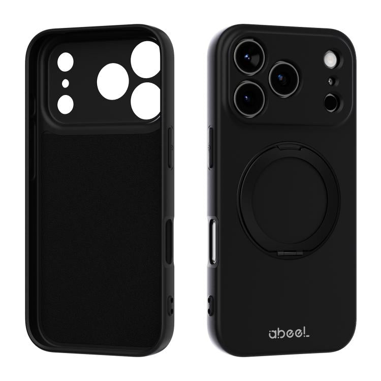 ABEEL Skin-friendly Feel Magnetic Liquid Silicone Phone Case with Holder, For iPhone 17 Pro Max, For iPhone 17 Pro, For iPhone 17, For iPhone 16 Pro Max