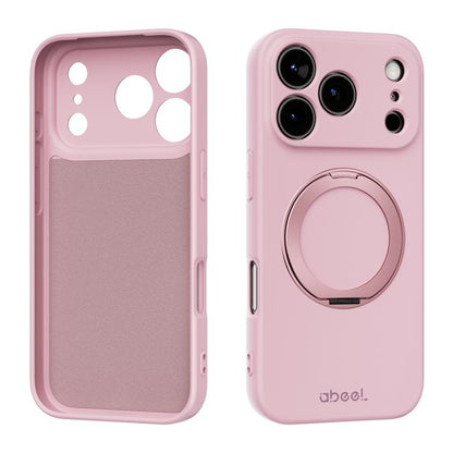 ABEEL Skin-friendly Feel Magnetic Liquid Silicone Phone Case with Holder, For iPhone 17 Pro Max, For iPhone 17 Pro, For iPhone 17, For iPhone 16 Pro Max