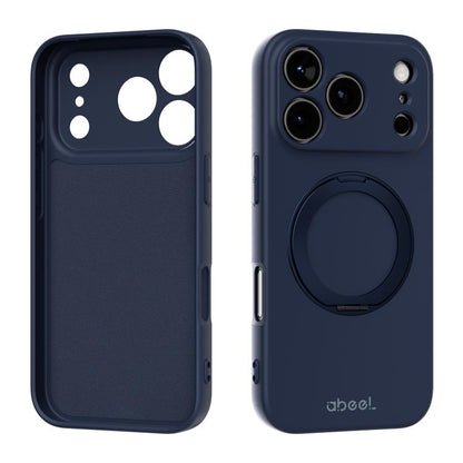 ABEEL Skin-friendly Feel Magnetic Liquid Silicone Phone Case with Holder, For iPhone 17 Pro Max, For iPhone 17 Pro, For iPhone 17, For iPhone 16 Pro Max