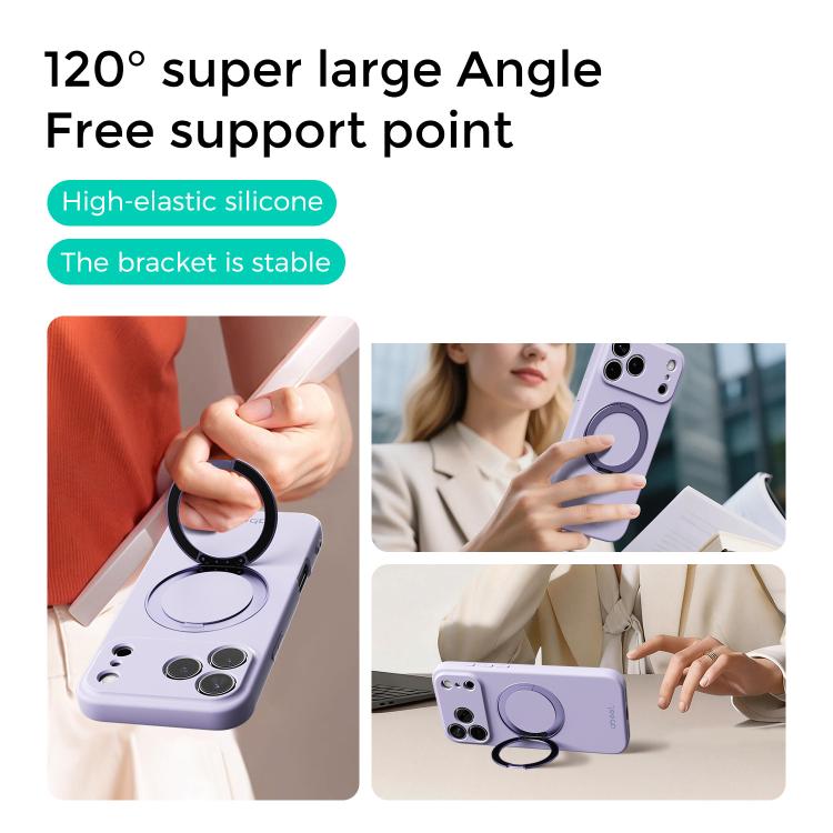 ABEEL Skin-friendly Feel Magnetic Liquid Silicone Phone Case with Holder, For iPhone 17 Pro Max, For iPhone 17 Pro, For iPhone 17, For iPhone 16 Pro Max