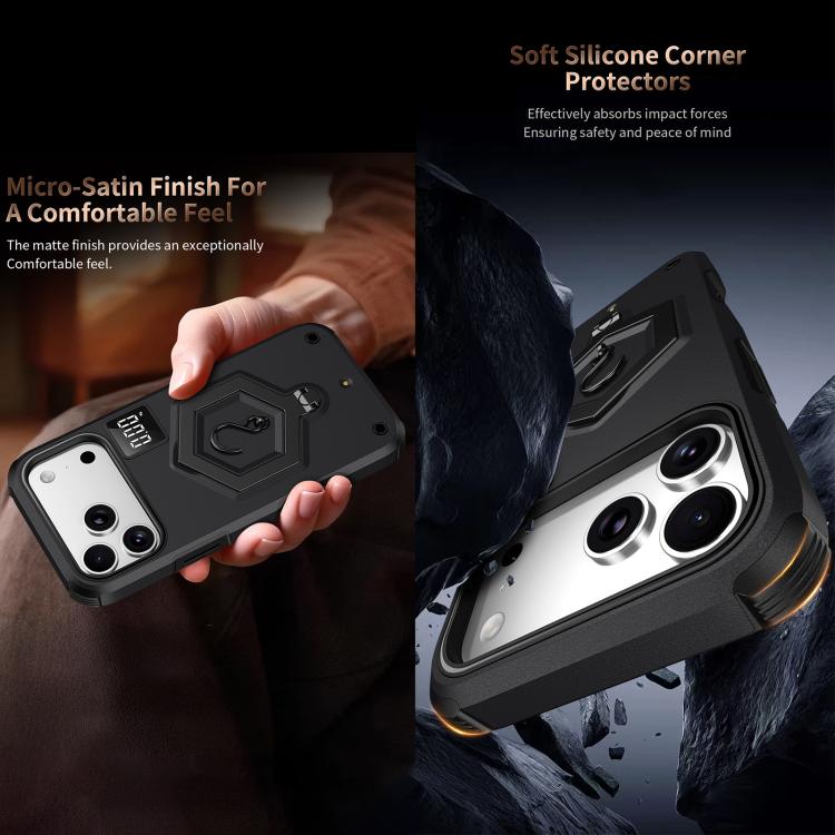 Hexagon Armor Magnetic Holder Weighing Scale Phone Case, For iPhone 17 Pro Max, For iPhone 17 Pro, For iPhone 17