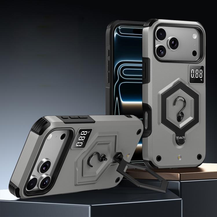 Hexagon Armor Magnetic Holder Weighing Scale Phone Case, For iPhone 17 Pro Max, For iPhone 17 Pro, For iPhone 17