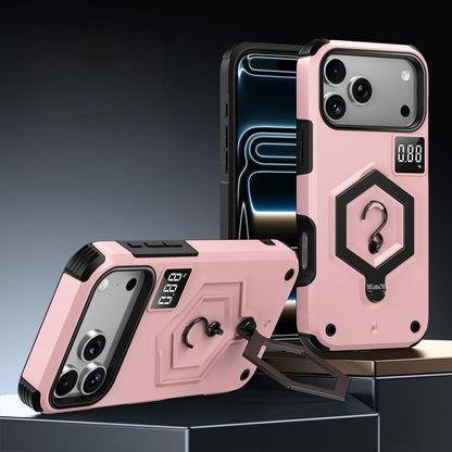 Hexagon Armor Magnetic Holder Weighing Scale Phone Case, For iPhone 17 Pro Max, For iPhone 17 Pro, For iPhone 17
