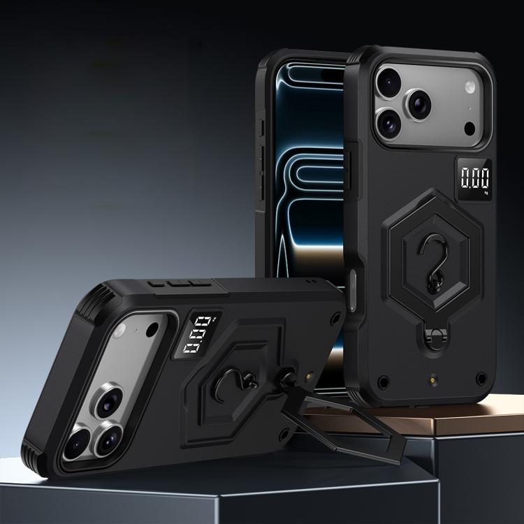 Hexagon Armor Magnetic Holder Weighing Scale Phone Case, For iPhone 17 Pro Max, For iPhone 17 Pro, For iPhone 17