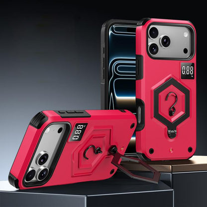 Hexagon Armor Magnetic Holder Weighing Scale Phone Case, For iPhone 17 Pro Max, For iPhone 17 Pro, For iPhone 17