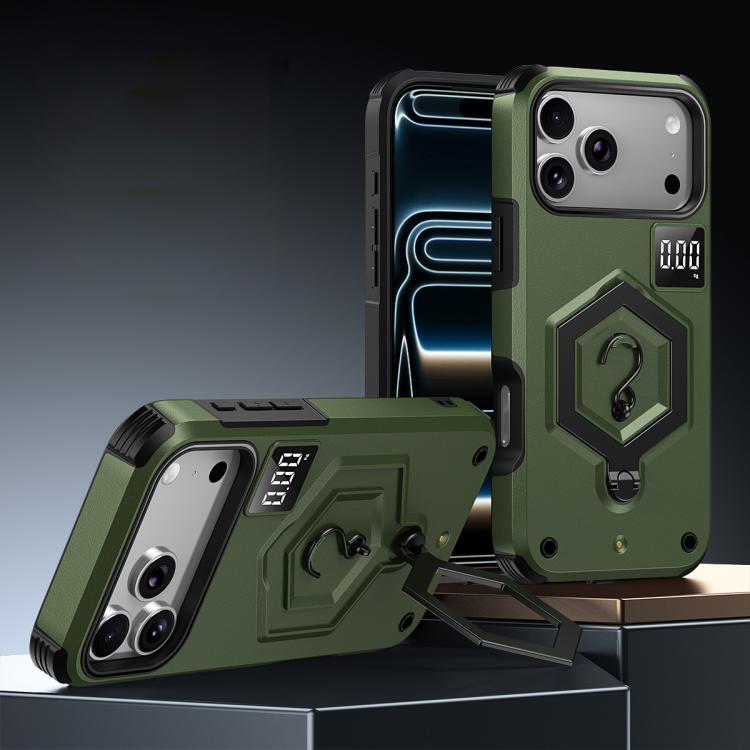 Hexagon Armor Magnetic Holder Weighing Scale Phone Case, For iPhone 17 Pro Max, For iPhone 17 Pro, For iPhone 17
