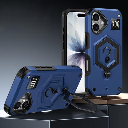 Hexagon Armor Magnetic Holder Weighing Scale Phone Case, For iPhone 17 Pro Max, For iPhone 17 Pro, For iPhone 17