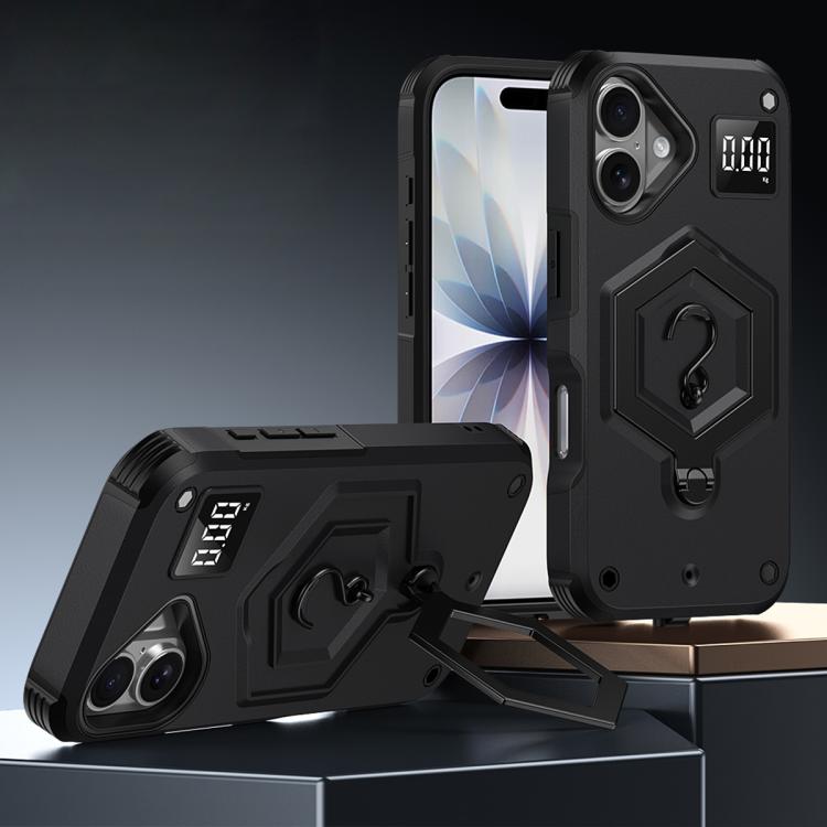 Hexagon Armor Magnetic Holder Weighing Scale Phone Case, For iPhone 16, For iPhone 15 Pro Max, For iPhone 15 Pro