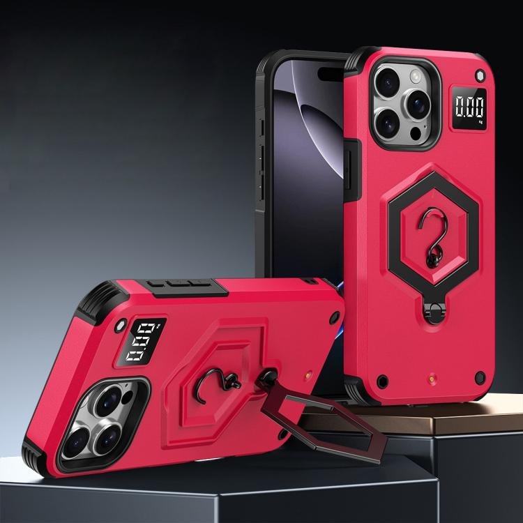Hexagon Armor Magnetic Holder Weighing Scale Phone Case, For iPhone 16, For iPhone 15 Pro Max, For iPhone 15 Pro