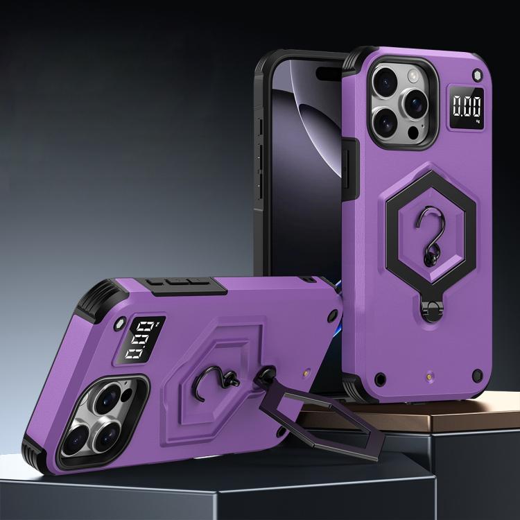 Hexagon Armor Magnetic Holder Weighing Scale Phone Case, For iPhone 16, For iPhone 15 Pro Max, For iPhone 15 Pro