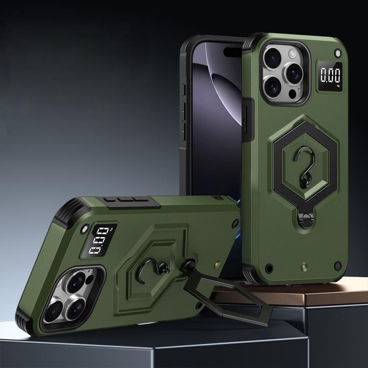 Hexagon Armor Magnetic Holder Weighing Scale Phone Case, For iPhone 16, For iPhone 15 Pro Max, For iPhone 15 Pro