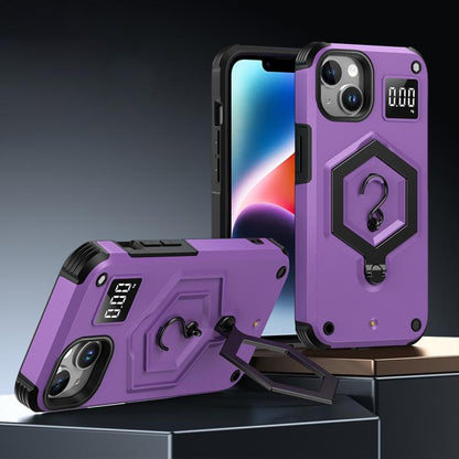 Hexagon Armor Magnetic Holder Weighing Scale Phone Case, For iPhone 15 Plus, For iPhone 15, For iPhone 14 Plus