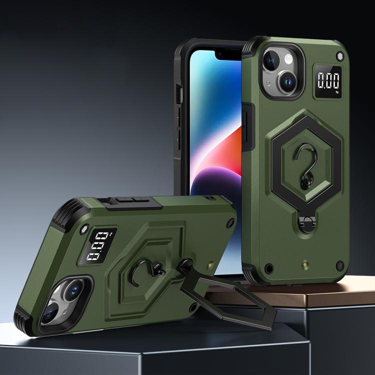 Hexagon Armor Magnetic Holder Weighing Scale Phone Case, For iPhone 15 Plus, For iPhone 15, For iPhone 14 Plus