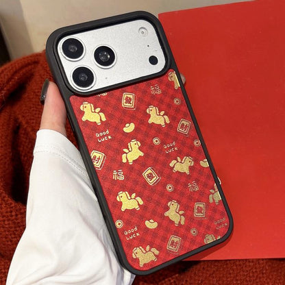 Spring Festival Horse Year Red Mirror Surface Magnetic Phone Case, For iPhone 13 Pro Max, For iPhone 13 Pro, For iPhone 13, For iPhone 12, For iPhone 12 Pro Max, For iPhone 12 Pro