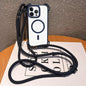 Drone-Style Four-Corner Shockproof Magnetic Acrylic Phone Case with Long and Short Lanyard, For iPhone 12, For iPhone 12 Pro Max, For iPhone 12 Pro, For iPhone 11
