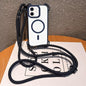 Drone-Style Four-Corner Shockproof Magnetic Acrylic Phone Case with Long and Short Lanyard, For iPhone 12, For iPhone 12 Pro Max, For iPhone 12 Pro, For iPhone 11