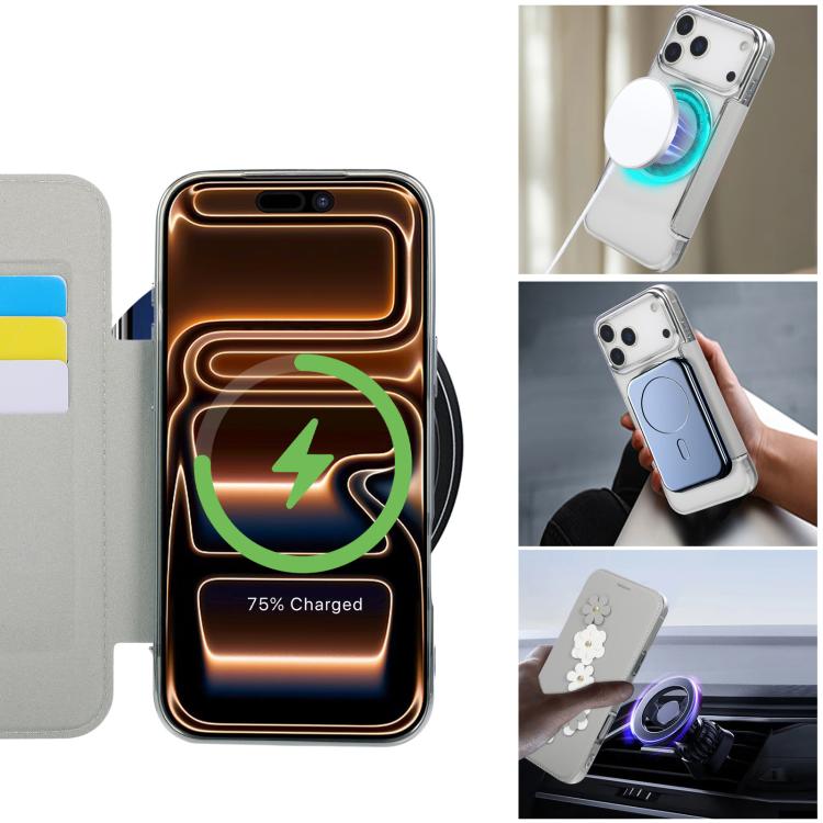 Floral Magnetic Electroplated Card Holder Vegan Leather Phone Case, For iPhone 17 Pro Max, For iPhone 17 Pro, For iPhone 17, For iPhone Air