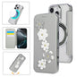 Floral Magnetic Electroplated Card Holder Vegan Leather Phone Case, For iPhone 16 Pro Max, For iPhone 16 Pro, For iPhone 16 Plus, For iPhone 16