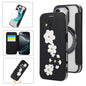 Floral Magnetic Electroplated Card Holder Vegan Leather Phone Case, For iPhone 16 Pro Max, For iPhone 16 Pro, For iPhone 16 Plus, For iPhone 16