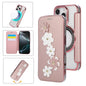 Floral Magnetic Electroplated Card Holder Vegan Leather Phone Case, For iPhone 16 Pro Max, For iPhone 16 Pro, For iPhone 16 Plus, For iPhone 16
