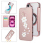 Floral Magnetic Electroplated Card Holder Vegan Leather Phone Case, For iPhone 16 Pro Max, For iPhone 16 Pro, For iPhone 16 Plus, For iPhone 16