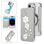 Floral Magnetic Electroplated Card Holder Vegan Leather Phone Case, For iPhone 14 Pro, For iPhone 14 Pro Max, For iPhone 13 Pro Max, For iPhone 13 Pro