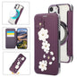 Floral Magnetic Electroplated Card Holder Vegan Leather Phone Case, For iPhone 15 Pro Max, For iPhone 15 Pro, For iPhone 14 Plus / 15 Plus, For iPhone 13 / 14