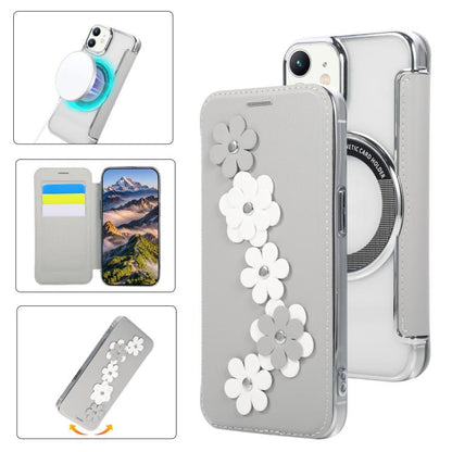 Floral Magnetic Electroplated Card Holder Vegan Leather Phone Case, For iPhone 12 / 12 Pro, For iPhone 12 Pro Max