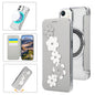Floral Magnetic Electroplated Card Holder Vegan Leather Phone Case, For iPhone 12 / 12 Pro, For iPhone 12 Pro Max