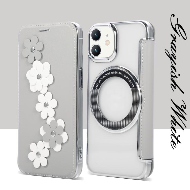 Floral Magnetic Electroplated Card Holder Vegan Leather Phone Case, For iPhone 12 / 12 Pro, For iPhone 12 Pro Max