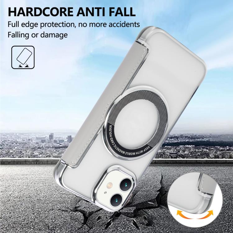 Floral Magnetic Electroplated Card Holder Vegan Leather Phone Case, For iPhone 12 / 12 Pro, For iPhone 12 Pro Max