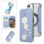 Floral Magnetic Electroplated Card Holder Vegan Leather Phone Case, For iPhone 12 / 12 Pro, For iPhone 12 Pro Max