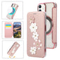 Floral Magnetic Electroplated Card Holder Vegan Leather Phone Case, For iPhone 12 / 12 Pro, For iPhone 12 Pro Max