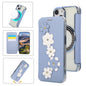 Floral Magnetic Electroplated Card Holder Vegan Leather Phone Case, For iPhone 15 Pro Max, For iPhone 15 Pro, For iPhone 14 Plus / 15 Plus, For iPhone 13 / 14