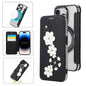 Floral Magnetic Electroplated Card Holder Vegan Leather Phone Case, For iPhone 15 Pro Max, For iPhone 15 Pro, For iPhone 14 Plus / 15 Plus, For iPhone 13 / 14