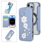 Floral Magnetic Electroplated Card Holder Vegan Leather Phone Case, For iPhone 15 Pro Max, For iPhone 15 Pro, For iPhone 14 Plus / 15 Plus, For iPhone 13 / 14
